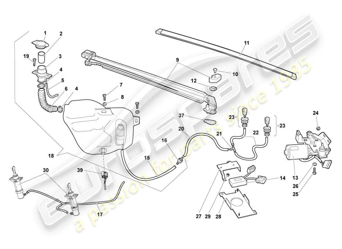 lamborghini murcielago roadster (2006) scheibenwischer-ersatzteildiagramm