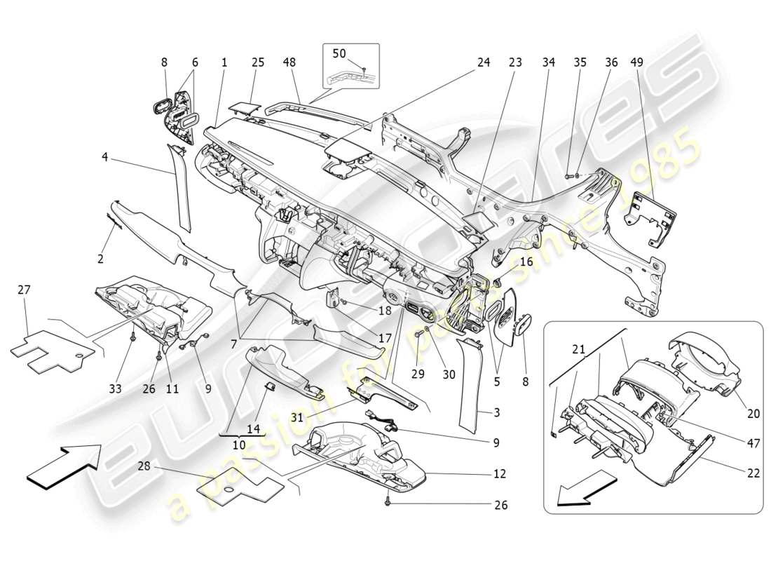 maserati quattroporte (2018) dashboard unit ersatzteildiagramm