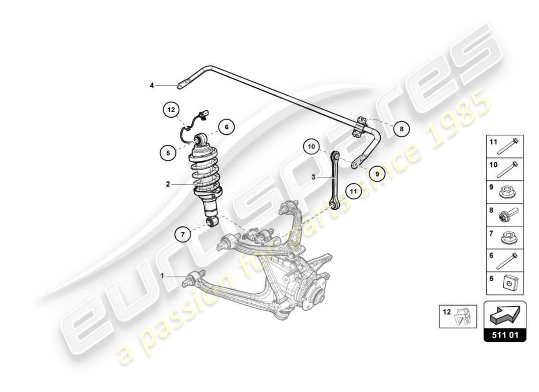 lamborghini 2018 (performante spyder) stoßdämpfer hinten, ersatzteildiagramm
