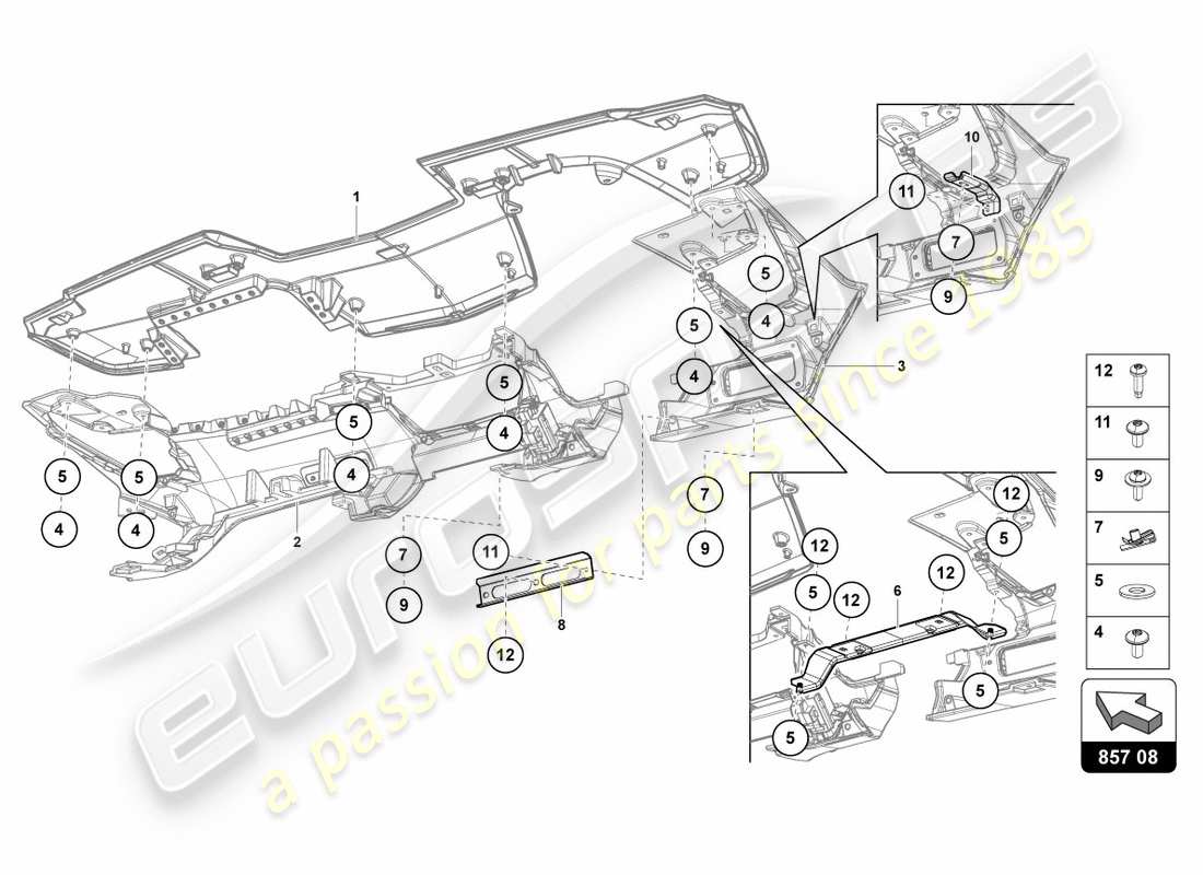 lamborghini centenario coupe (2017) instrumententafel ersatzteildiagramm
