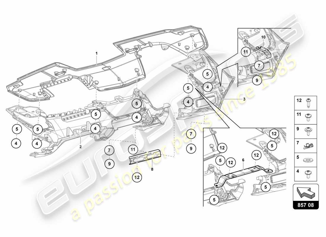 lamborghini centenario coupe (2017) instrumententafel teilediagramm