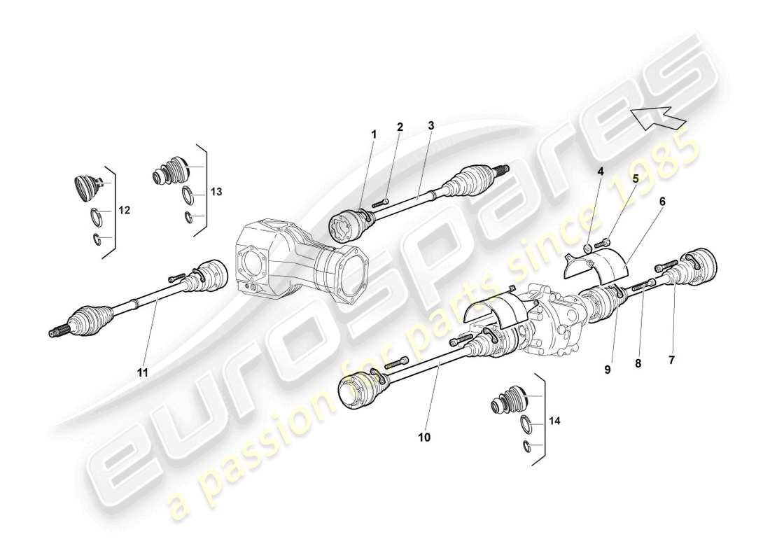 lamborghini murcielago coupe (2004) antriebswelle vorne ersatzteildiagramm