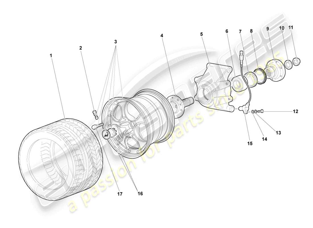 lamborghini murcielago coupe (2002) radlagergehäuse hinten ersatzteildiagramm