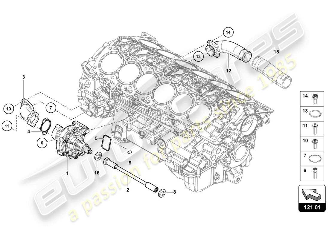 lamborghini lp720-4 coupe 50 (2014) kühlmittelpumpe - ersatzteildiagramm