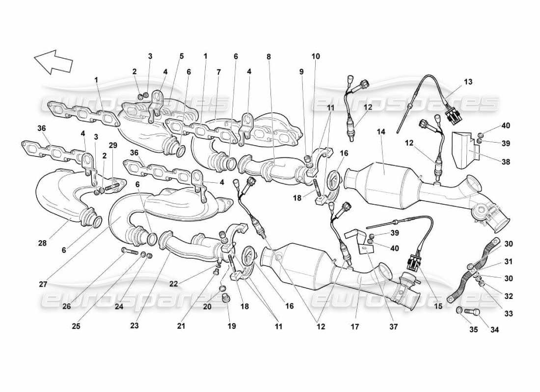 lamborghini murcielago lp670 auspuffanlage teilediagramm