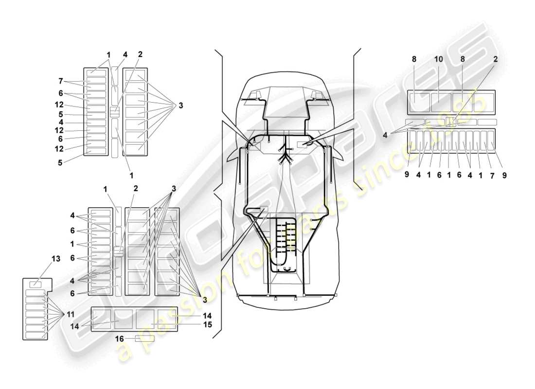 lamborghini murcielago roadster (2006) central electrics ersatzteildiagramm