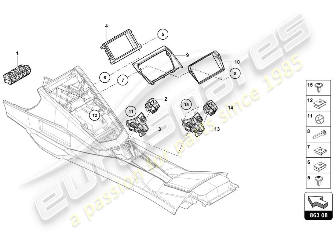 lamborghini 2014 (lp720-4 coupe 50) schaltereinheit ersatzteildiagramm