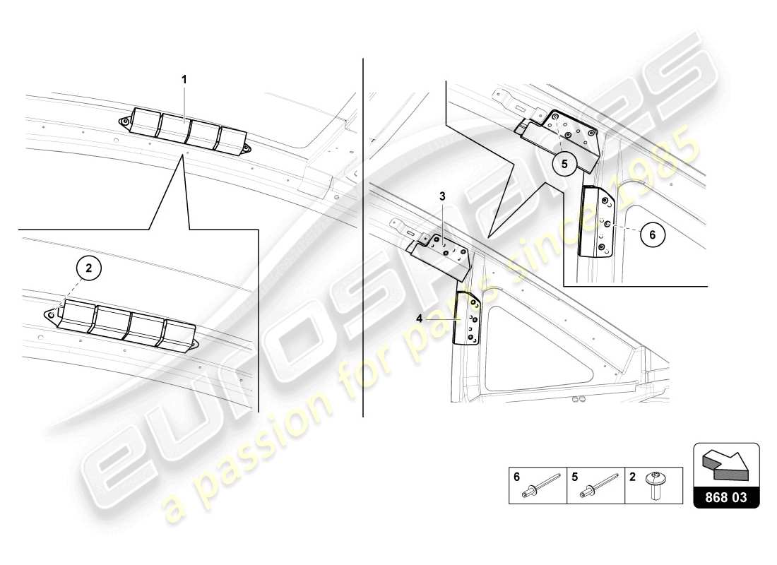 lamborghini lp720-4 coupe 50 (2014) dachrahmenverkleidung teilediagramm