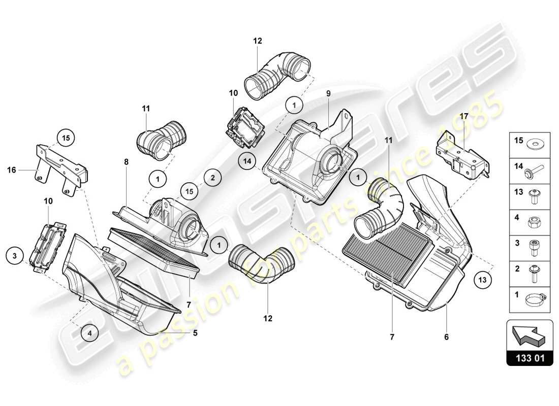 lamborghini 2014 (lp720-4 coupe 50) luftfilter teilediagramm