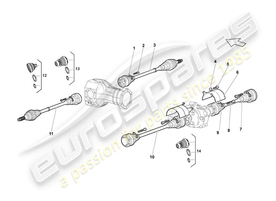 lamborghini murcielago roadster (2005) antriebswelle vorne ersatzteildiagramm