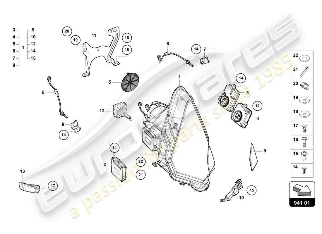 lamborghini 2020 (lp740-4 s coupe) scheinwerfer ersatzteildiagramm
