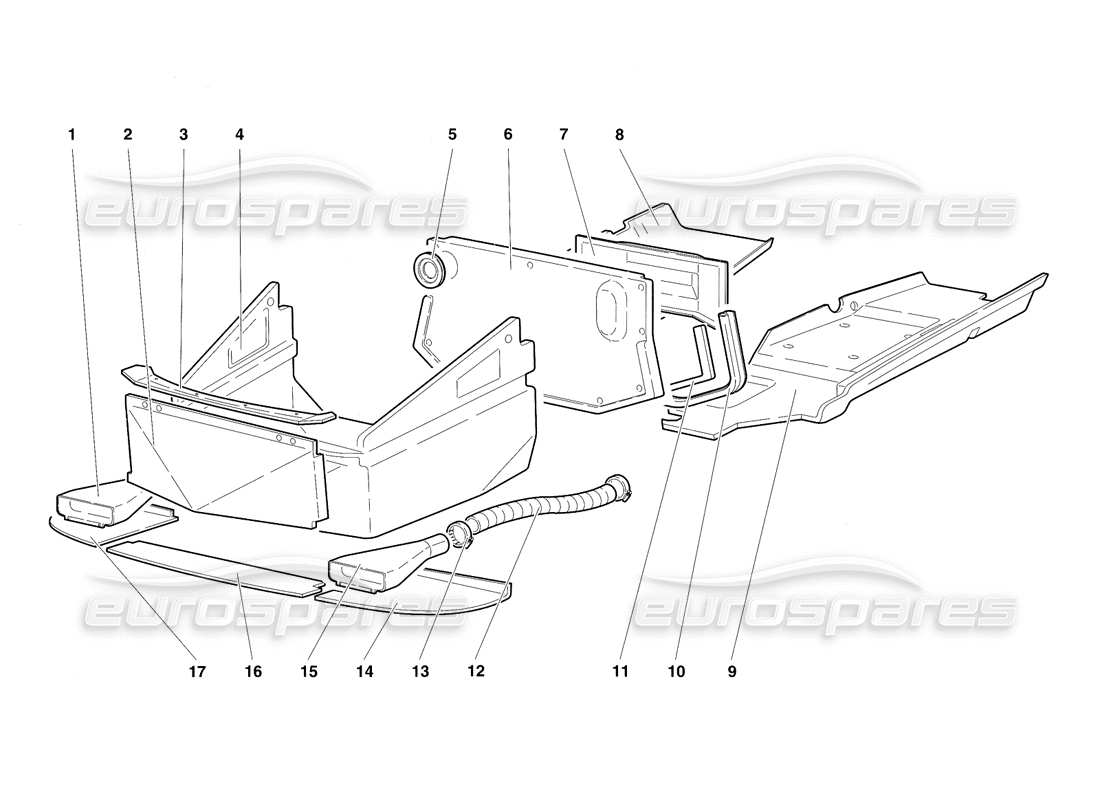lamborghini diablo sv (1997) teilediagramm für rahmenbodenplatten