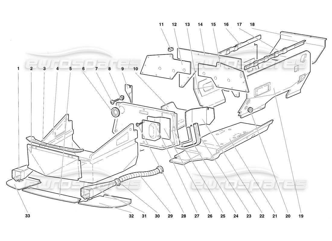 lamborghini diablo se30 (1995) teilediagramm für rahmenbodenplatten