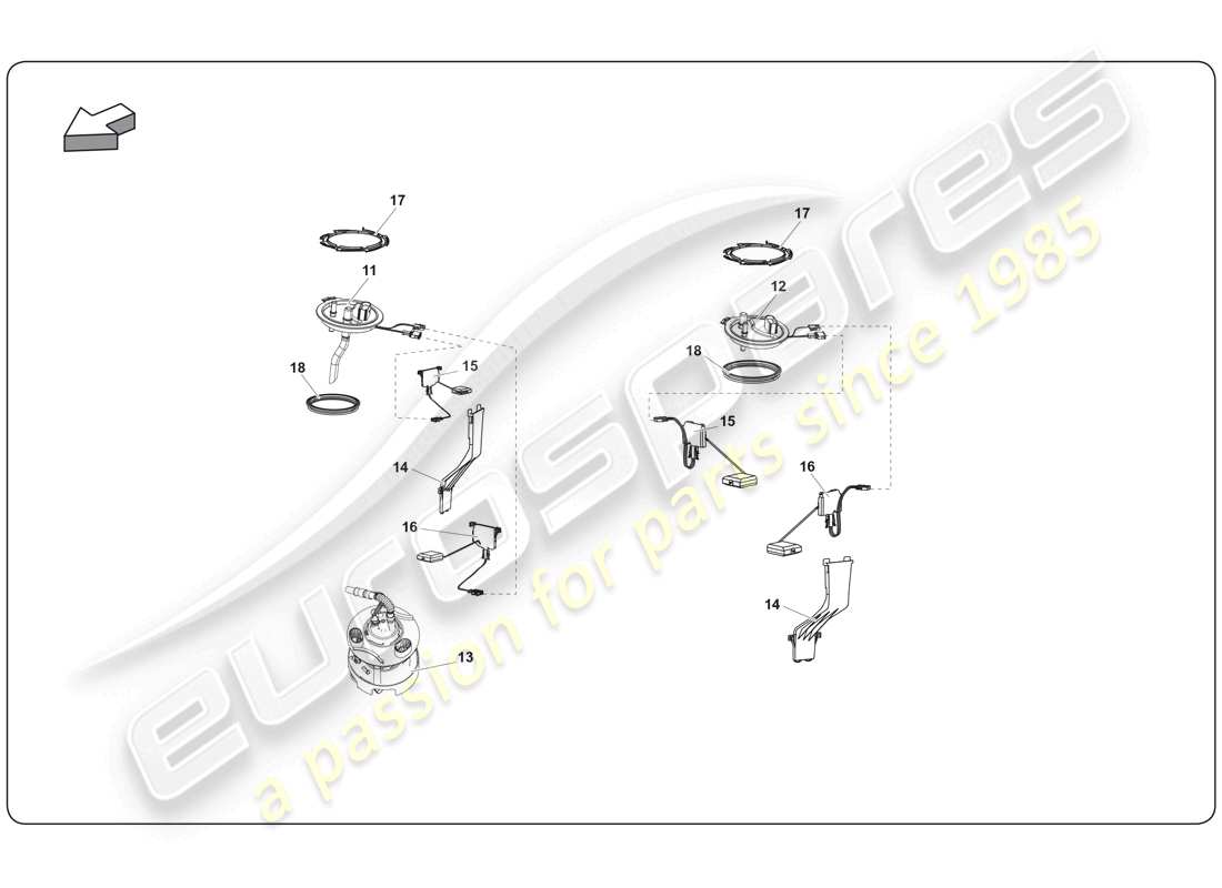 lamborghini super trofeo (2009-2014) kraftstoffsystem teilediagramm