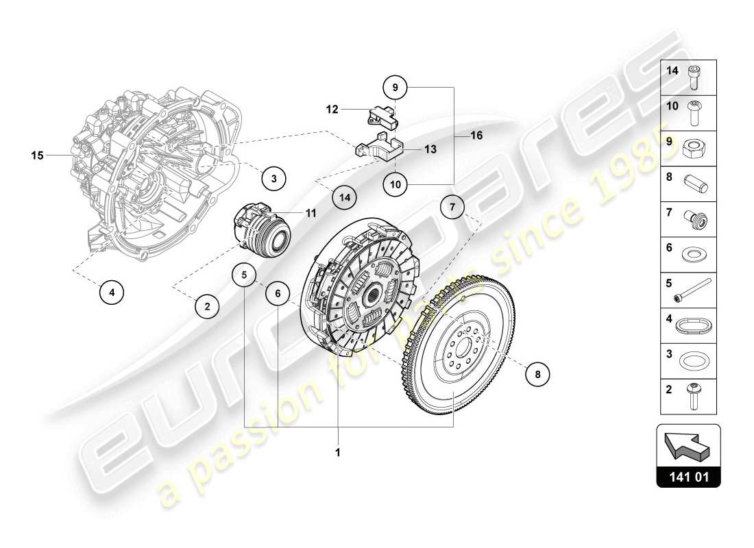 lamborghini 2014 (lp720-4 coupe 50) kupplung teilediagramm