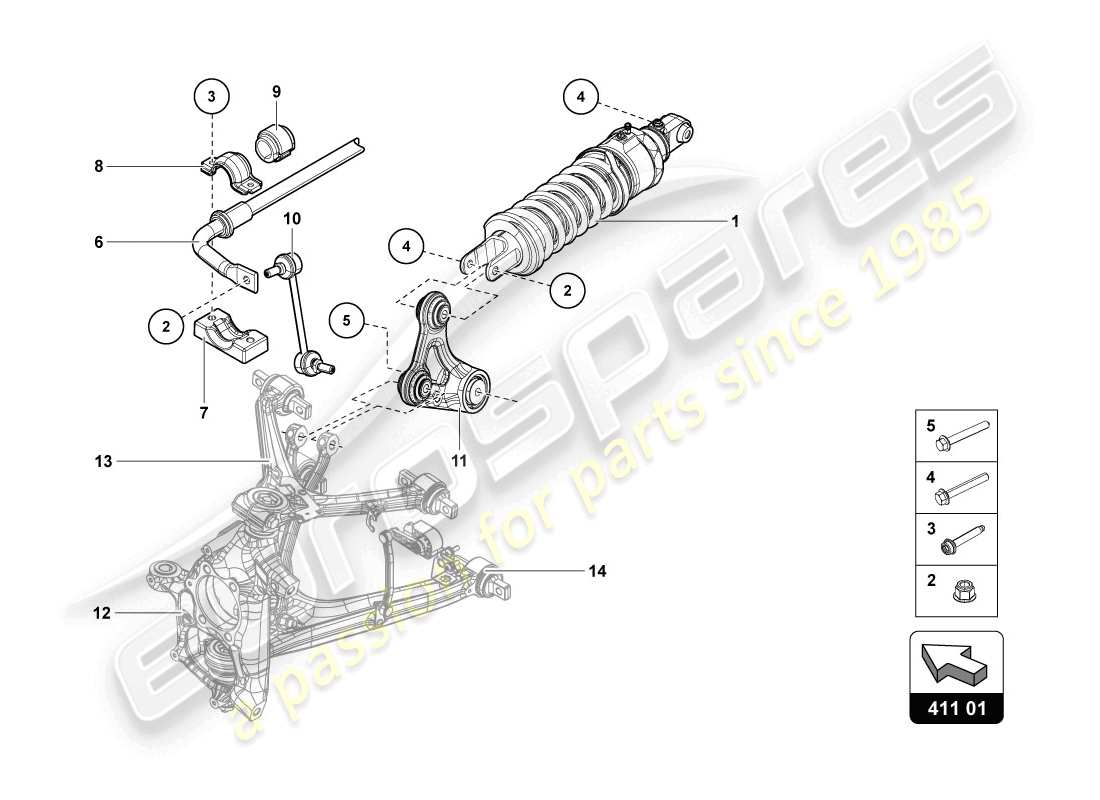 lamborghini lp720-4 coupe 50 (2014) stossdämpfer teilediagramm