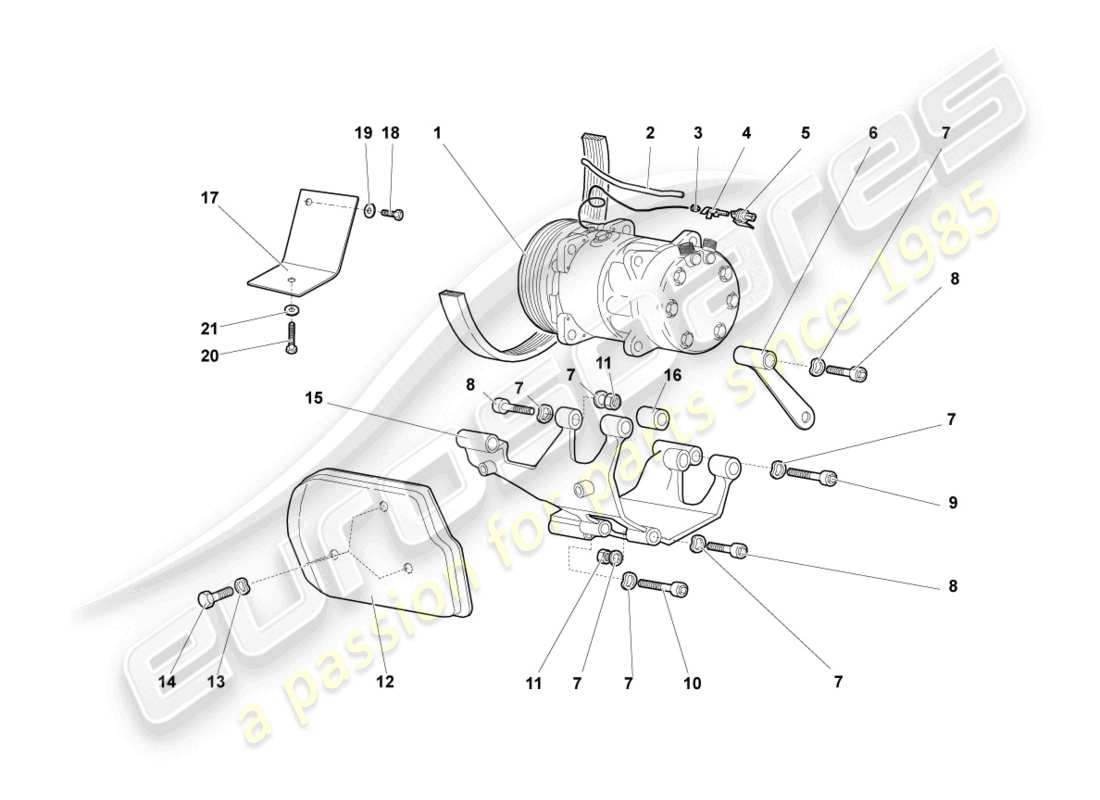 lamborghini murcielago coupe (2002) a/c-kompressor teilediagramm