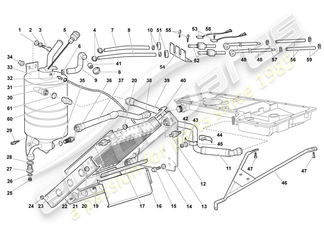 lamborghini murcielago roadster (2005) ölkühler teilediagramm