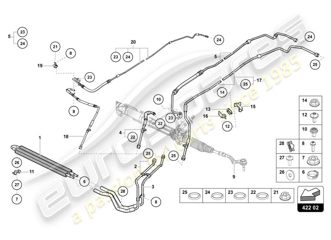 lamborghini lp770-4 svj roadster (2021) servolenkung - teilediagramm