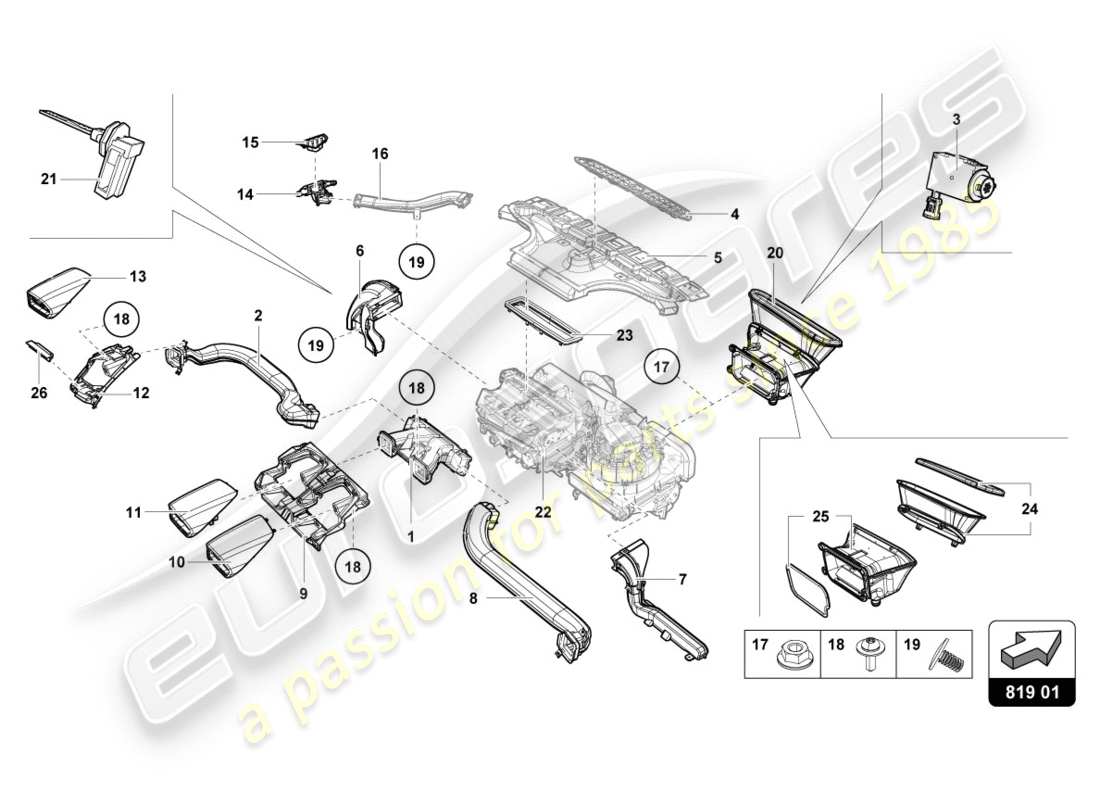 lamborghini 2018 (performante spyder) entlüftungsteildiagramm