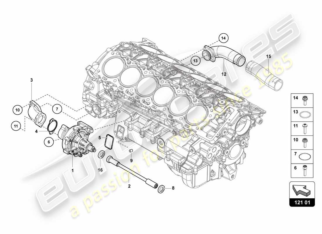 lamborghini centenario coupe (2017) kühlmittelpumpe - ersatzteildiagramm