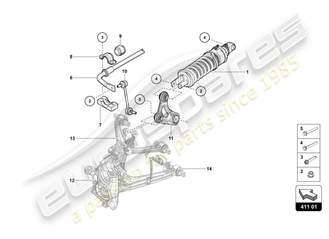 lamborghini lp750-4 sv coupe (2016) stoßdämpfer vorne ersatzteildiagramm