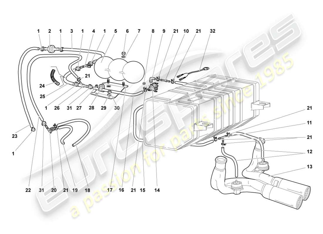 lamborghini murcielago coupe (2004) vakuumsystem teilediagramm