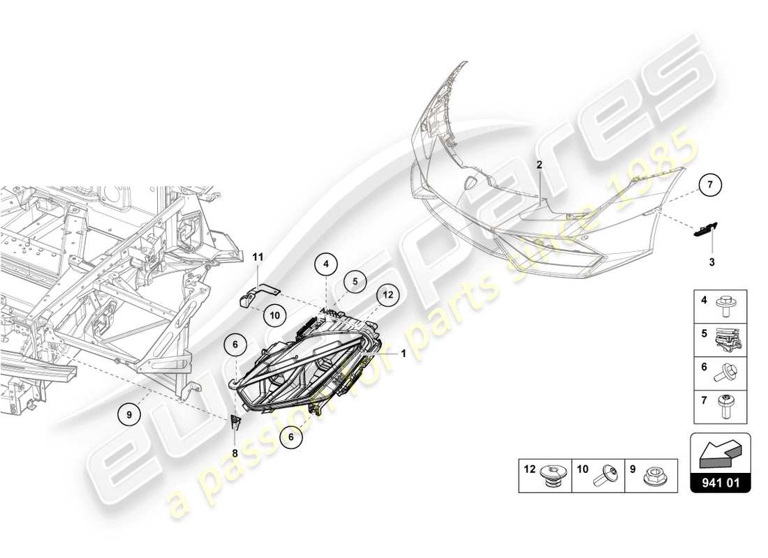 lamborghini 2020 (evo coupe 2wd) led-scheinwerfer-ersatzteildiagramm