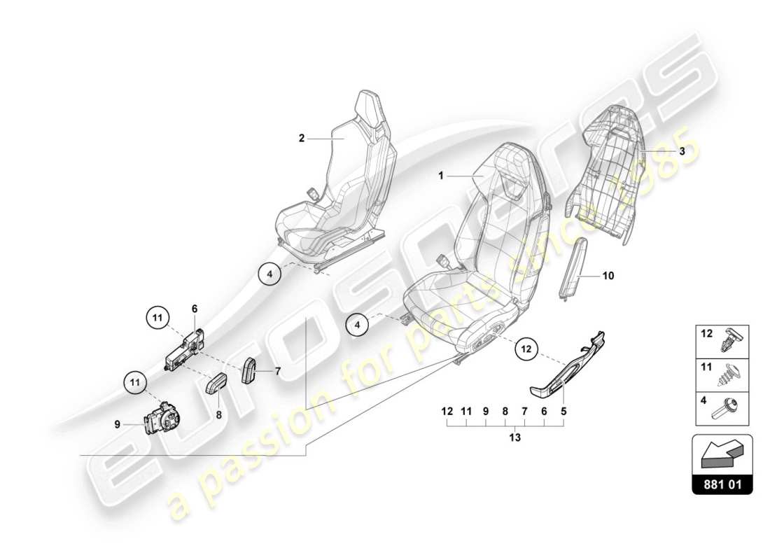 lamborghini evo coupe 2wd (2020) seat-ersatzteildiagramm