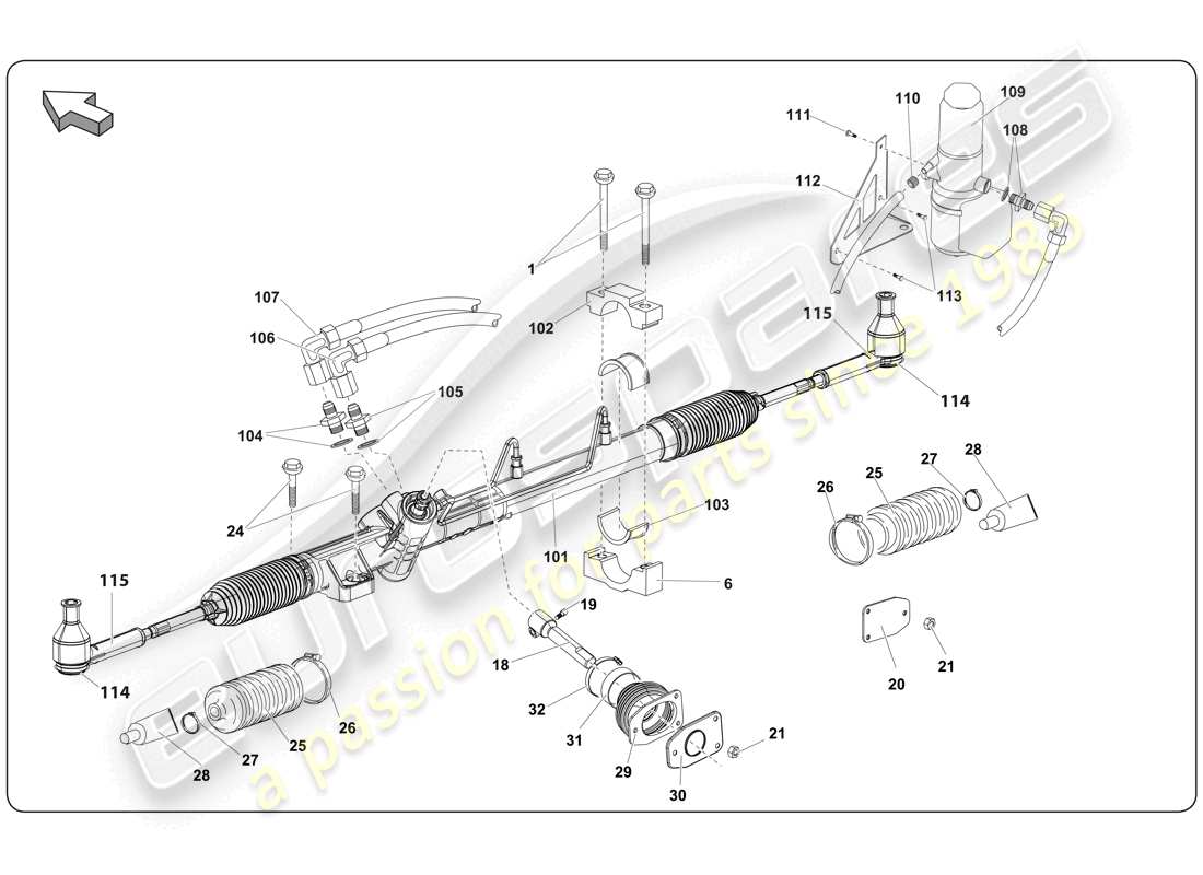 lamborghini super trofeo (2009-2014) servolenkungspaket teilediagramm