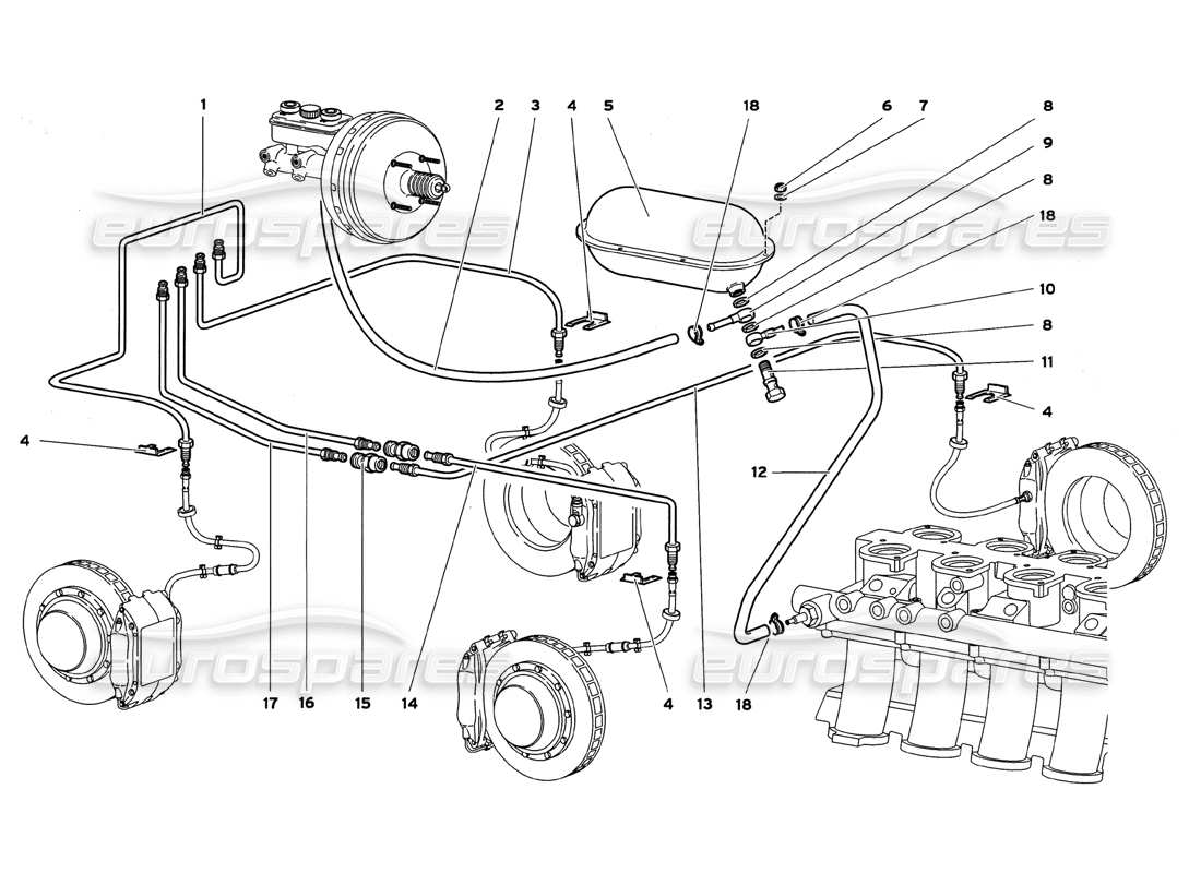 lamborghini diablo gt (1999) bremssystem teilediagramm