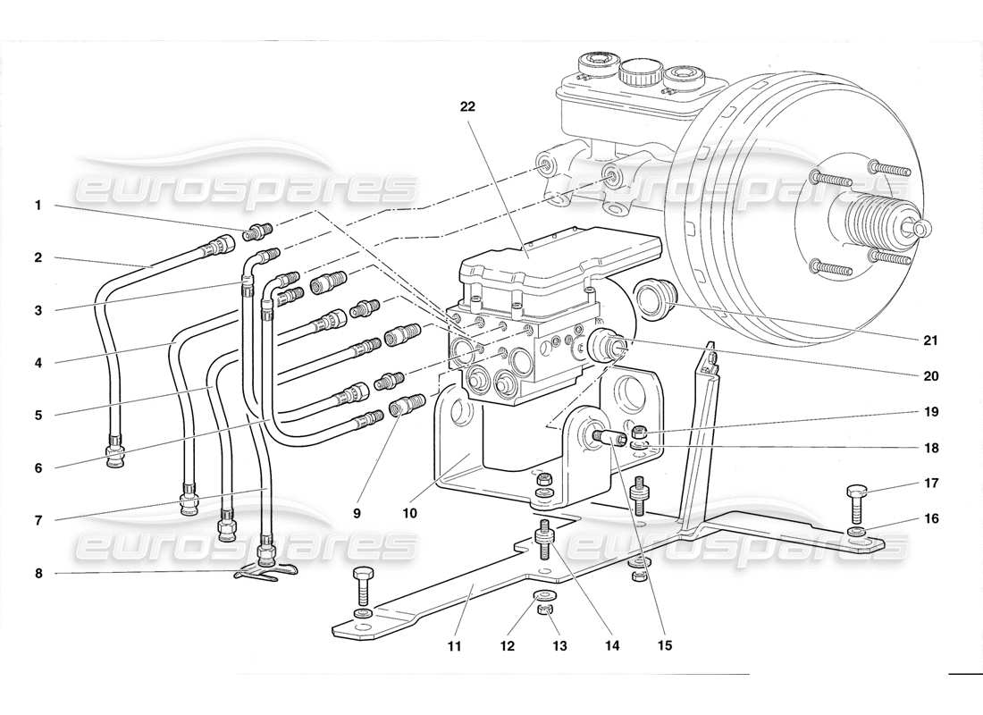 lamborghini diablo roadster (1998) teilediagramm der elektrohydraulischen abs-steuereinheit