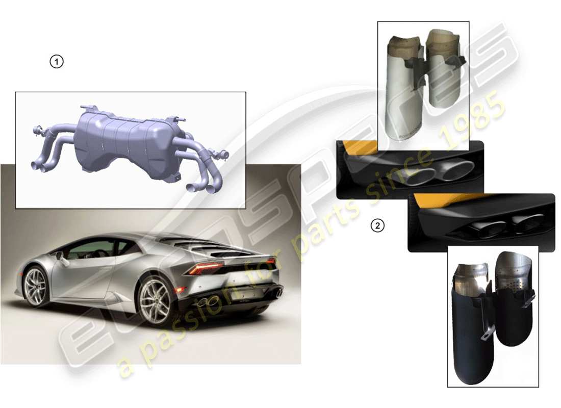 lamborghini huracan lp580-2 spyder (accessories) sportschalldämpfer ersatzteildiagramm