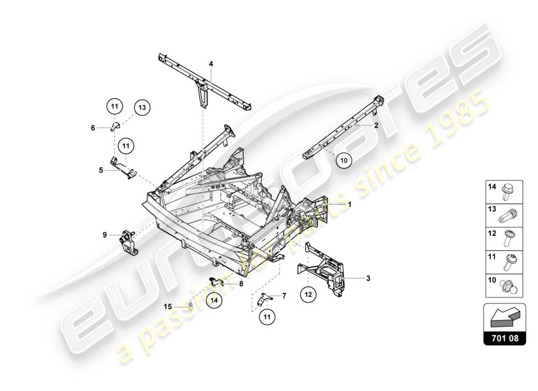 lamborghini centenario roadster (2017) zierrahmen vorderteil ersatzteildiagramm