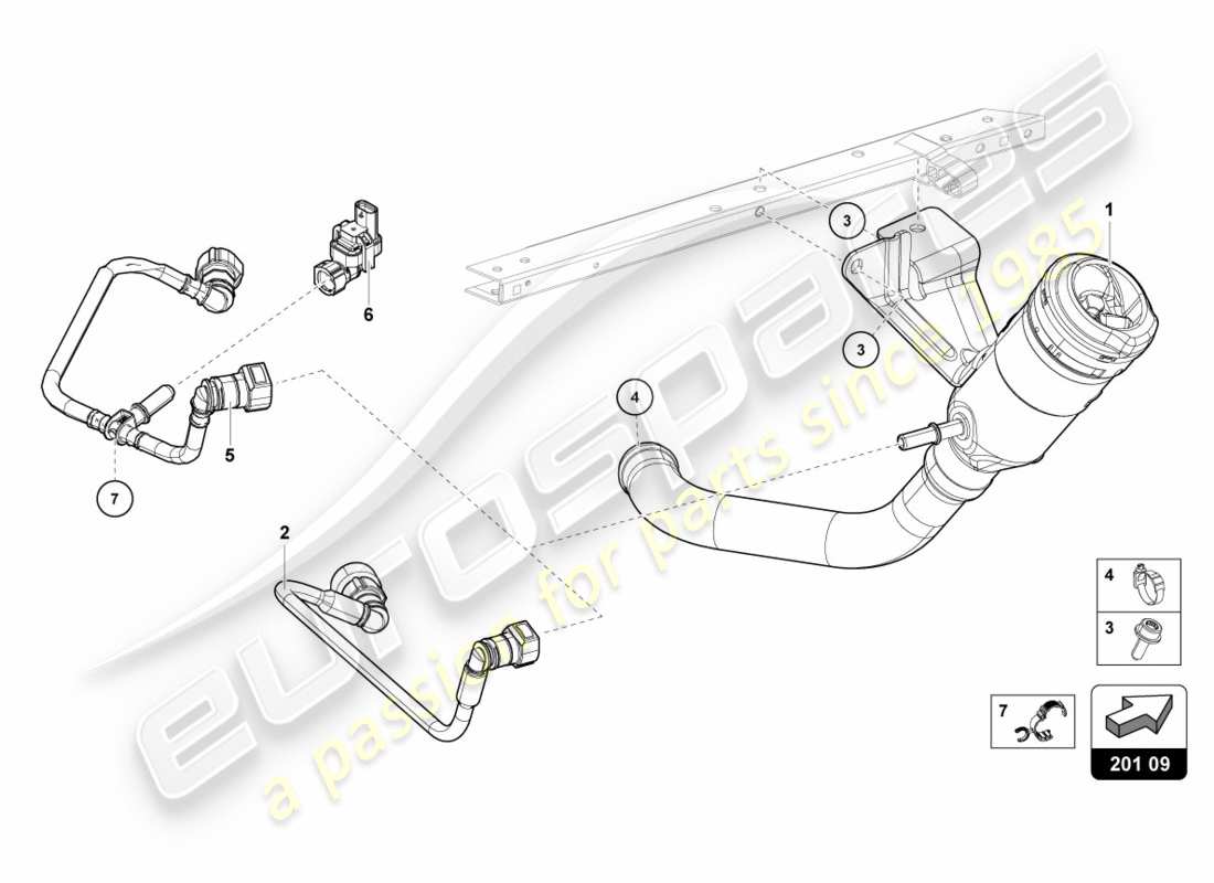 lamborghini performante spyder (2019) kraftstoffeinfüllstutzen ersatzteildiagramm