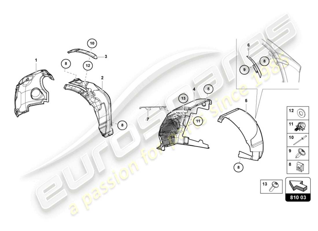 lamborghini sian (2021) radkastenverkleidung ersatzteildiagramm