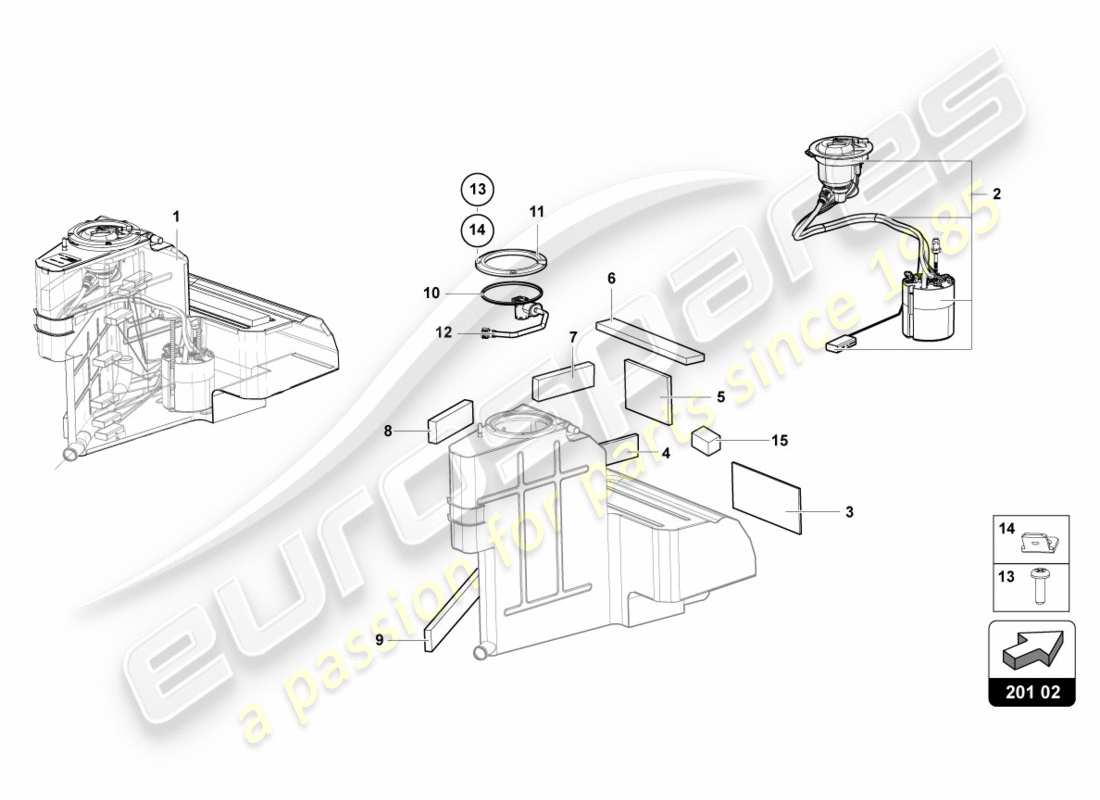 lamborghini centenario roadster (2017) kraftstofftank links ersatzteildiagramm