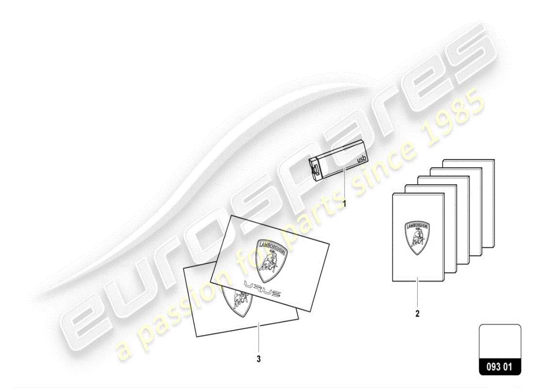 lamborghini urus (accessories) hilfsmaterial 'marketing' ersatzteildiagramm