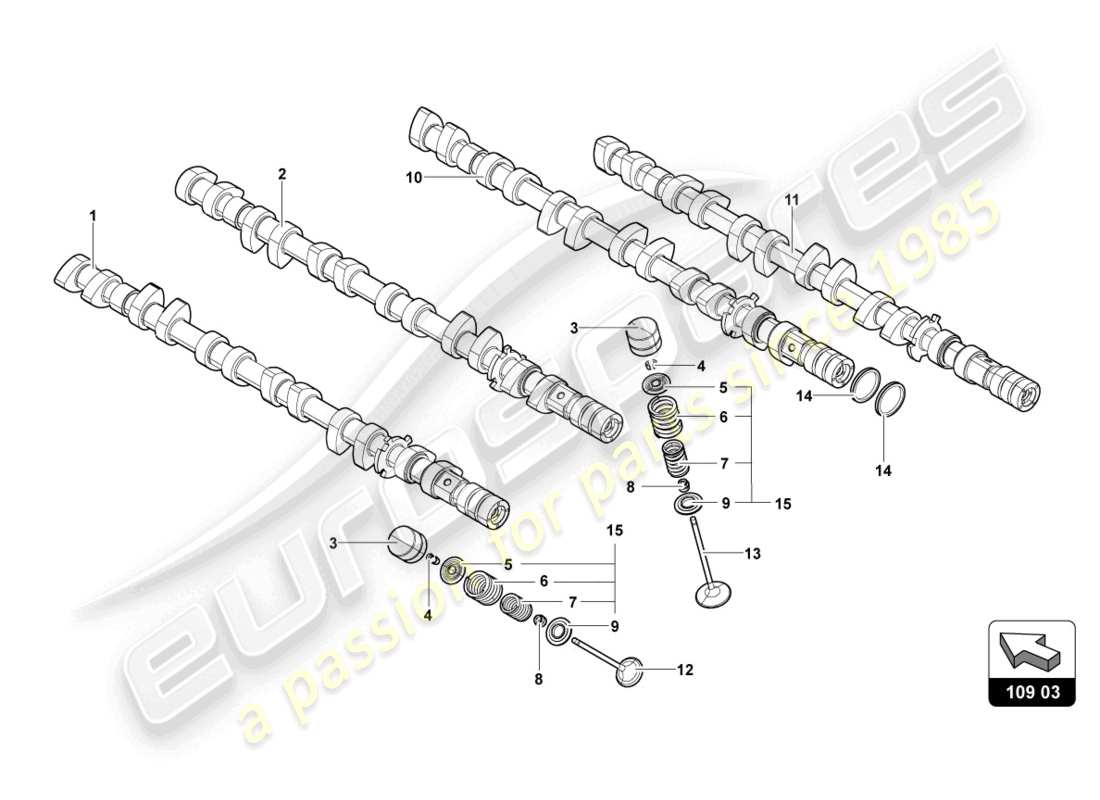 lamborghini sian (2021) nockenwelle, ventile ersatzteildiagramm