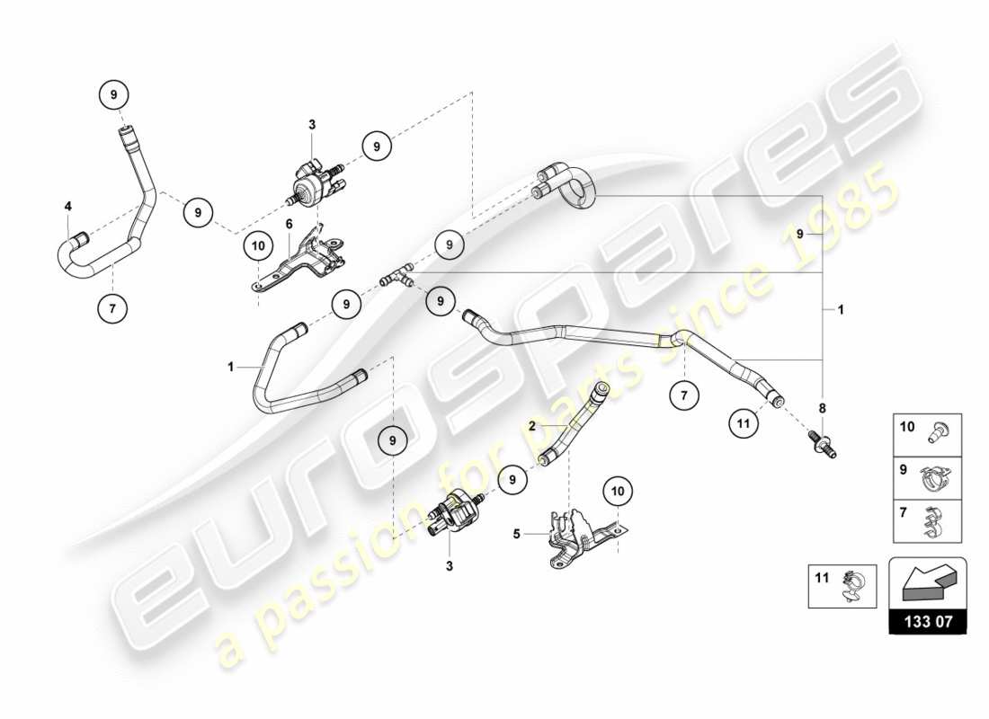 lamborghini performante coupe (2019) vakuumsystem teilediagramm