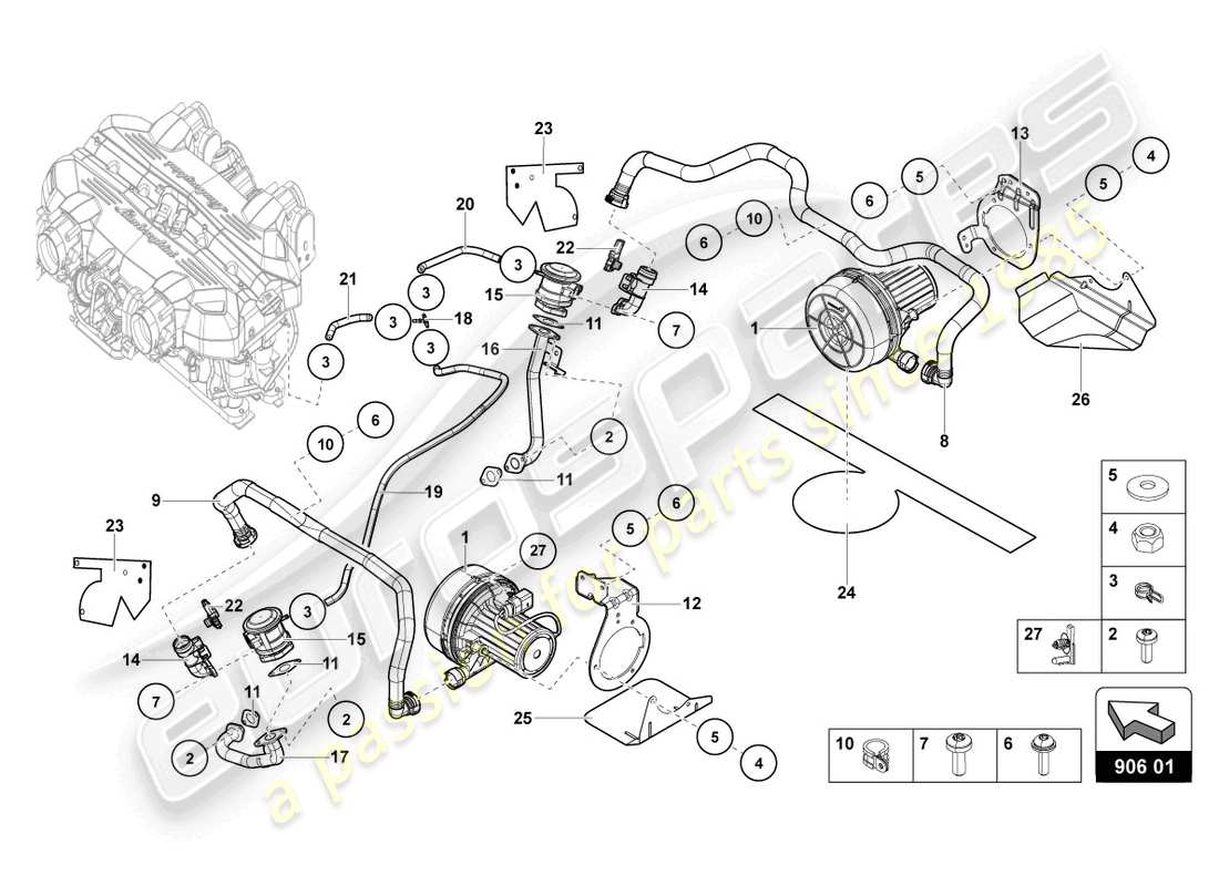 lamborghini lp770-4 svj roadster (2020) sekundärluftpumpe teilediagramm