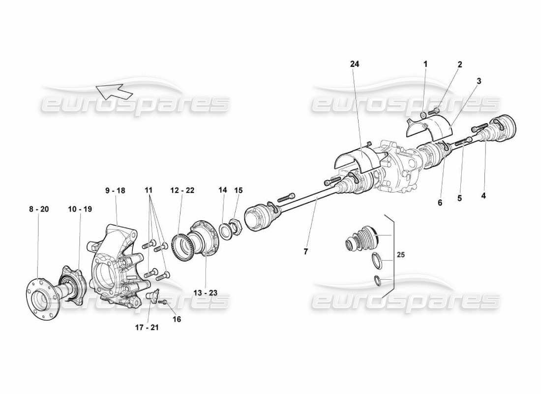 lamborghini murcielago lp670 teilediagramm der hinterrad-antriebsachse