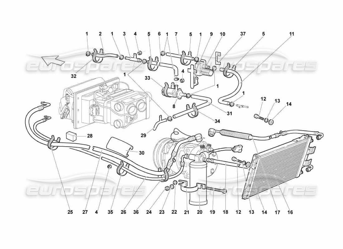 lamborghini murcielago lp670 teilediagramm der klimaanlage