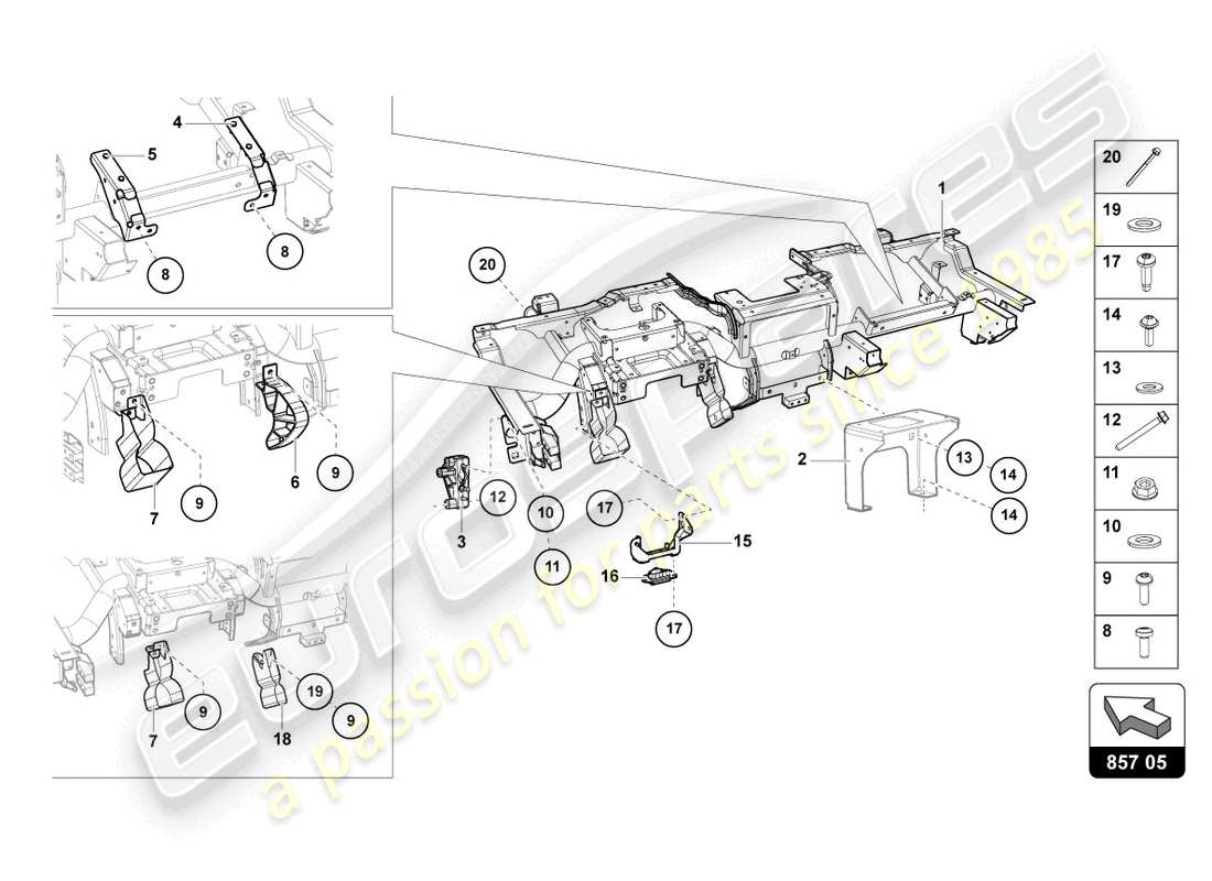 lamborghini 2014 (lp720-4 roadster 50) quertraeger ersatzteildiagramm