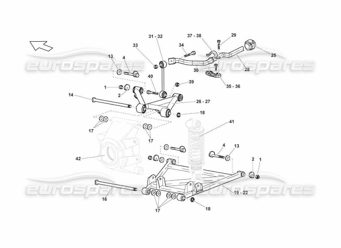lamborghini murcielago lp670 teilediagramm für die hinteren arme
