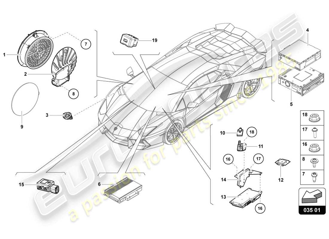 lamborghini 2014 (lp720-4 coupe 50) radioeinheit ersatzteildiagramm