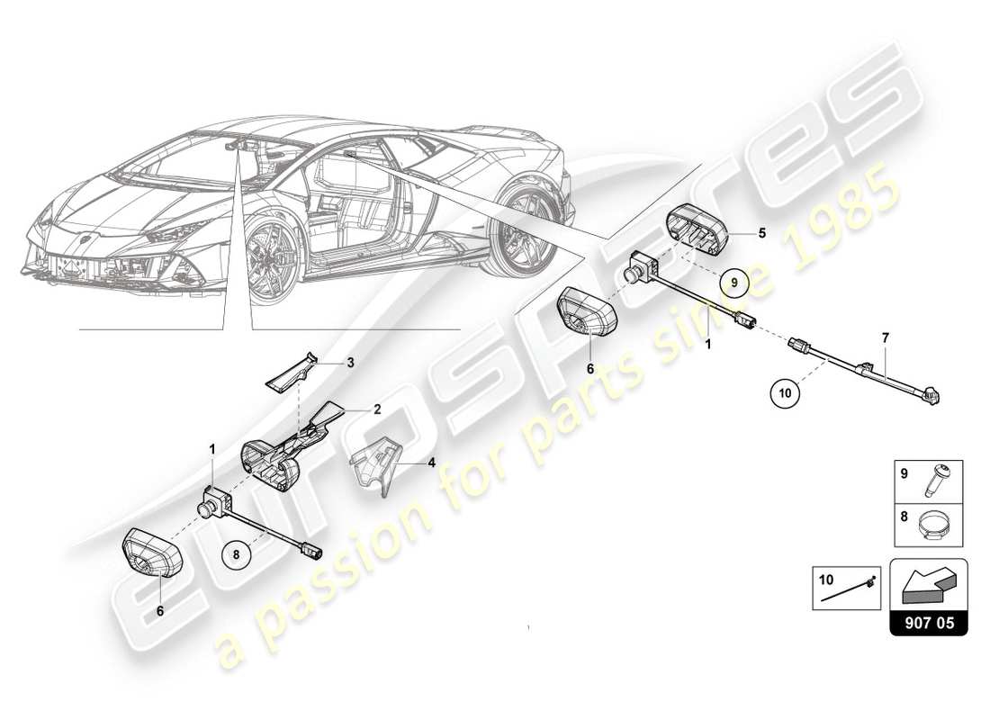 lamborghini evo spyder (2020) elektrische teile für videoaufzeichnungs- und telemetriesysteme teilediagramm