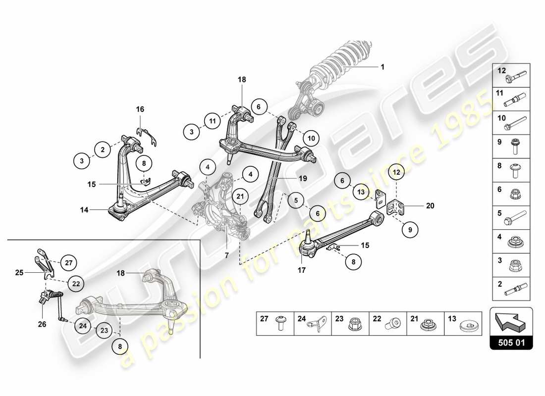 lamborghini 2012 (lp700-4 coupe)) aufhängung hinten teilediagramm