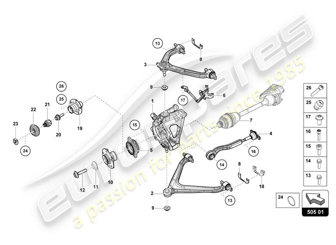 lamborghini lp610-4 coupe (2015) hinterachse teilediagramm