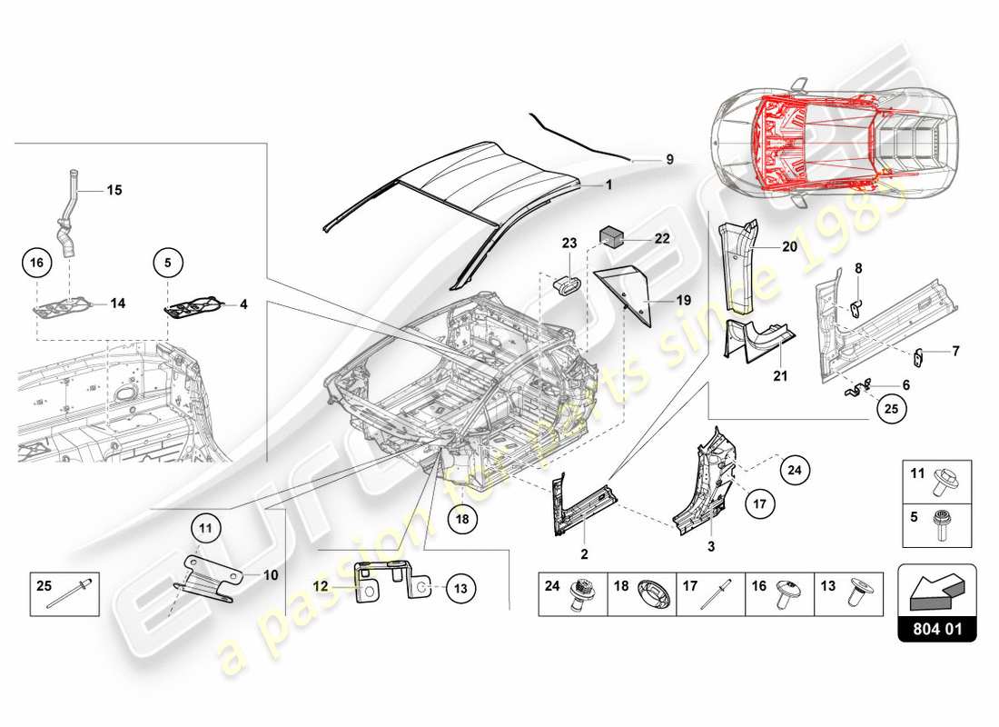 lamborghini 2018 (lp580-2 coupe) roof-teilediagramm